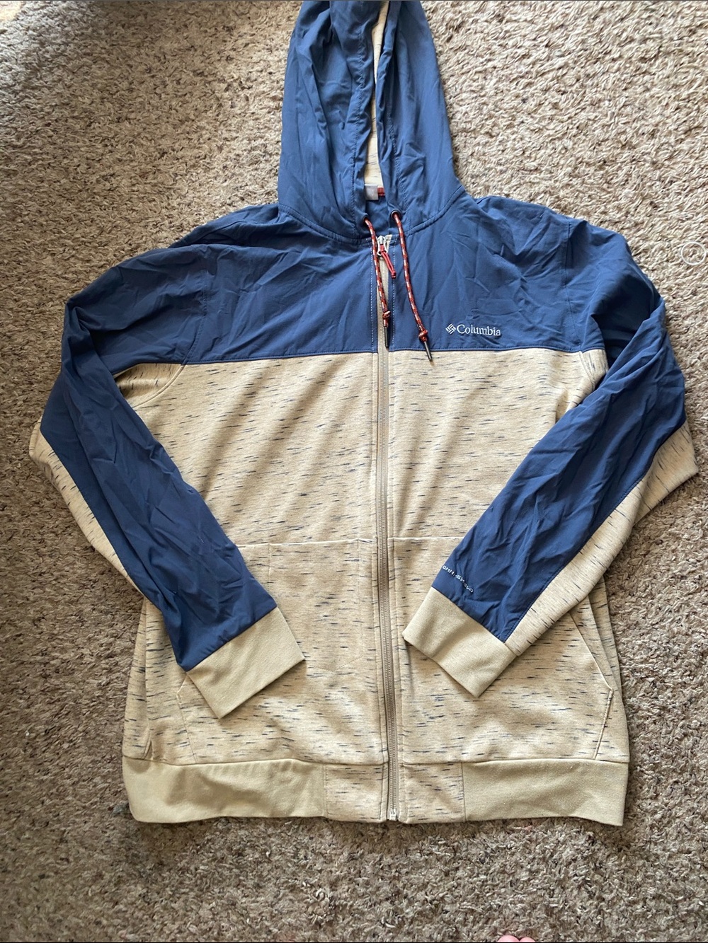 Columbia Two-Tone Navy and Cream Full-Zip Hooded Jacket